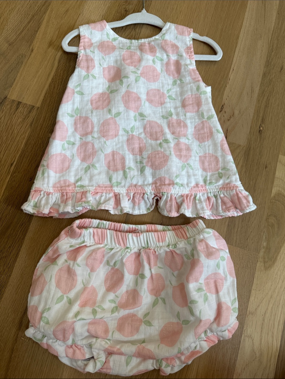 Pink Peach Print Tank Top & Bloomers Set for Babies